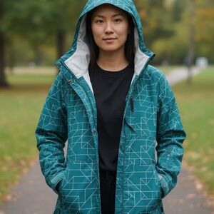 Teal Geometric Women's Empyre Snowboarding Jacket